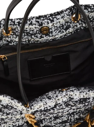 Balmain Small Soft 1945 Tote Bag In Tweed In Black