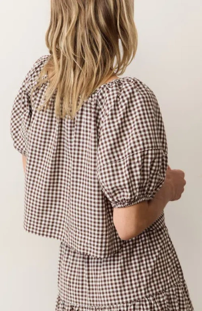 Marine Layer Gia Gingham Pima Cotton Top In Multi