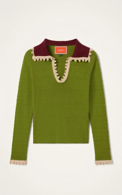 La Doublej Picket Polo Jumper In Green
