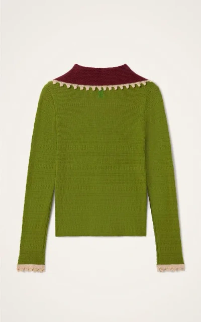 La Doublej Picket Polo Jumper In Green