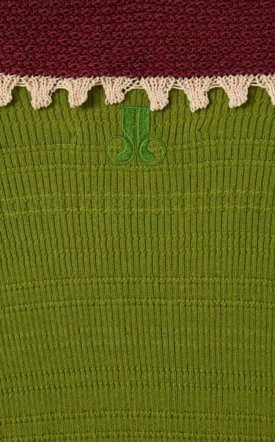 La Doublej Picket Polo Jumper In Green