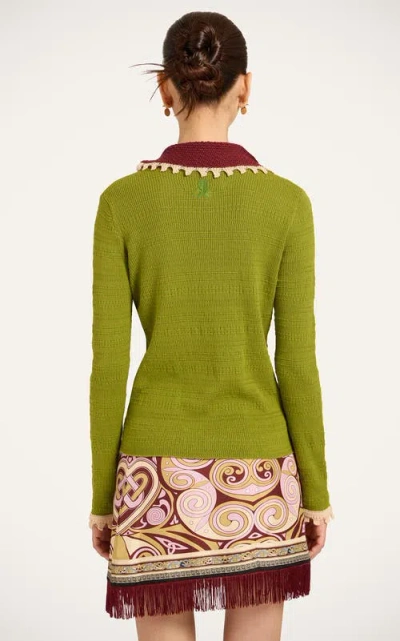 La Doublej Picket Polo Jumper In Green