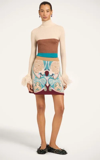 La Doublej High Knick Top With Feathers In Multi