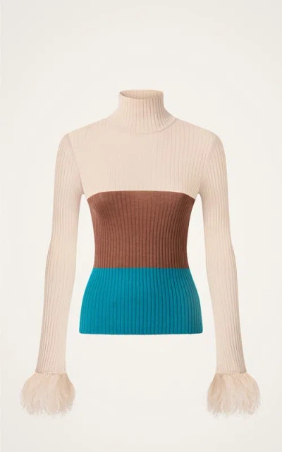 La Doublej High Knick Top With Feathers In Multi