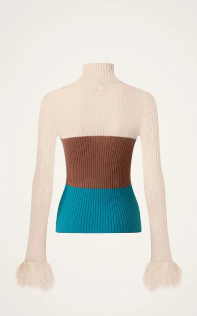 La Doublej High Knick Top With Feathers In Multi