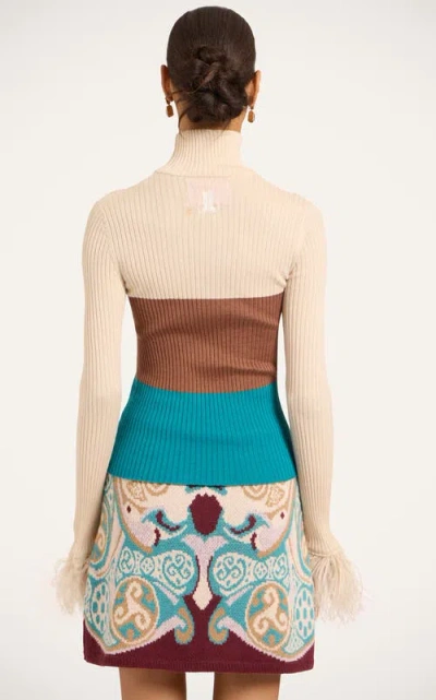 La Doublej High Knick Top With Feathers In Multi