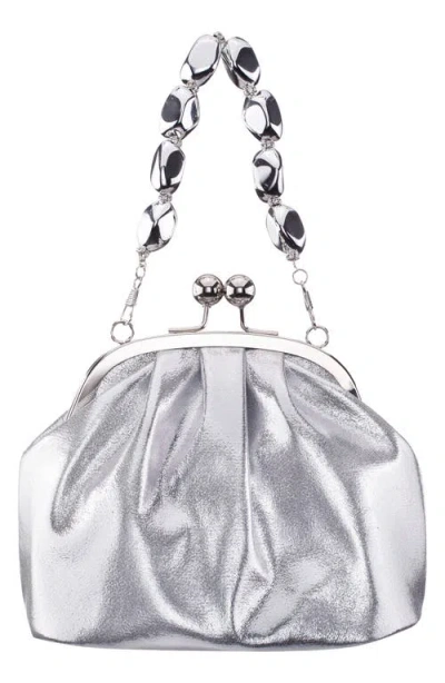 Nina Vespera Frame Clutch In Silver