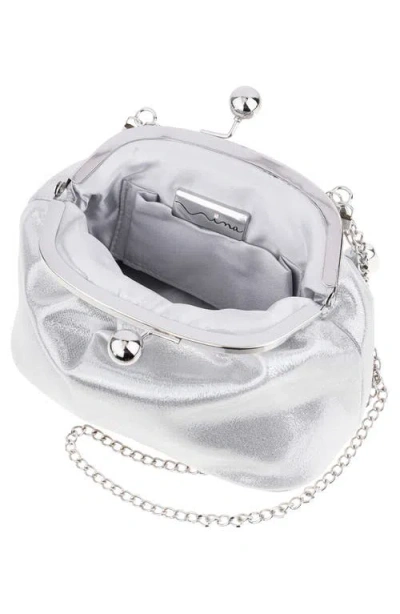 Nina Vespera Frame Clutch In Silver