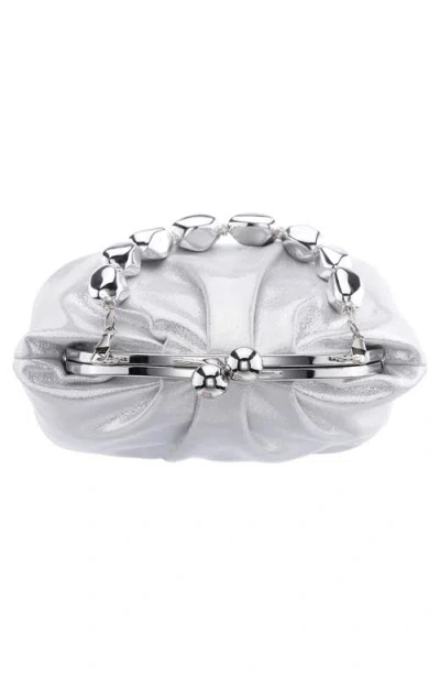 Nina Vespera Frame Clutch In Silver