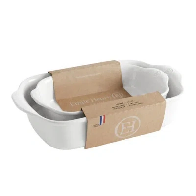 Emile Henry Rectangular Baking Dish, Set Of 2, 2.4 Qt, 3.8 Qt In White