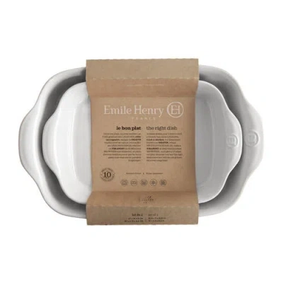 Emile Henry Rectangular Baking Dish, Set Of 2, 2.4 Qt, 3.8 Qt In White