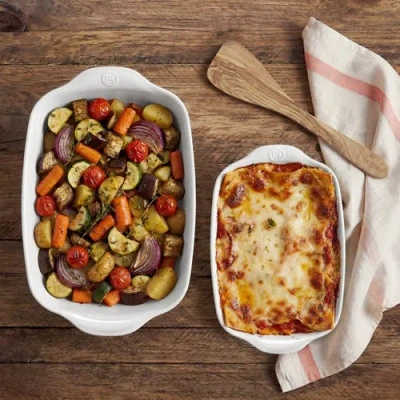 Emile Henry Rectangular Baking Dish, Set Of 2, 2.4 Qt, 3.8 Qt In White