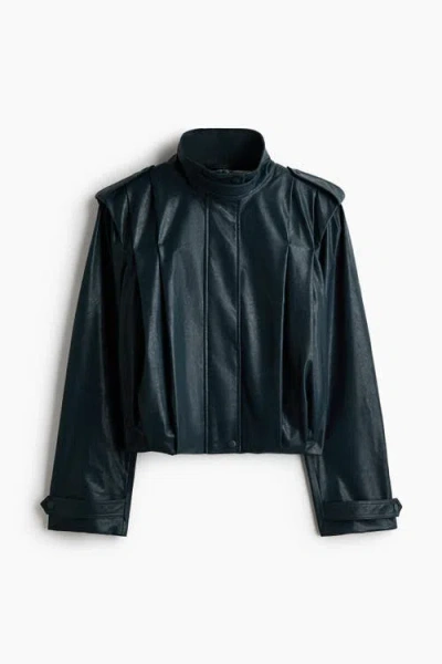 H&m Oversized Funnel-collar Jacket In Black