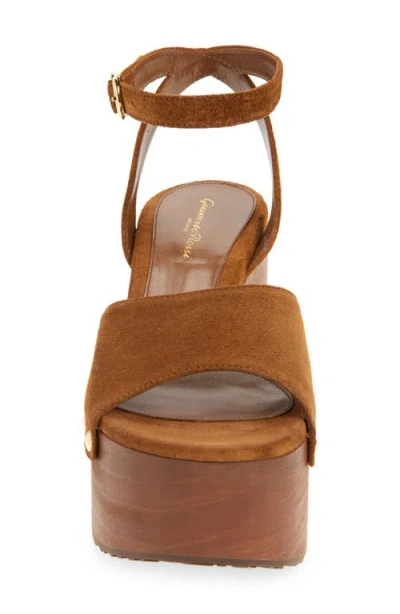 Gianvito Rossi Suede Ankle-strap Platform Sandals In Brown