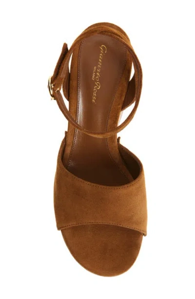 Gianvito Rossi Suede Ankle-strap Platform Sandals In Brown