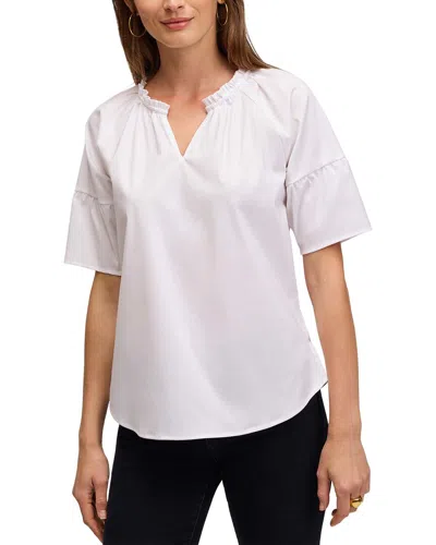 Foxcroft Vicky Stretch Cotton Blend Poplin Top In White