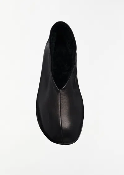 The Row Stella Shearling Lining Slipper In Black
