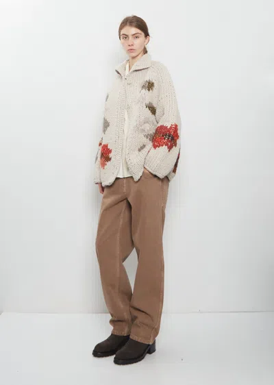 Casey Casey Flora Wool Cardigan In Light Grey