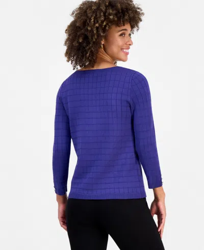 Kasper Box Texture Boat Neck Sweater In Animal Print