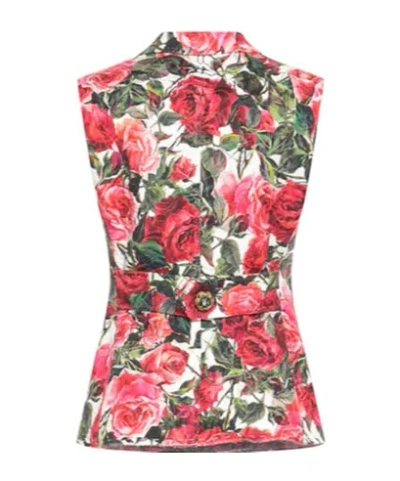 Dolce & Gabbana Patterned Shortsleeve Blazer In Red