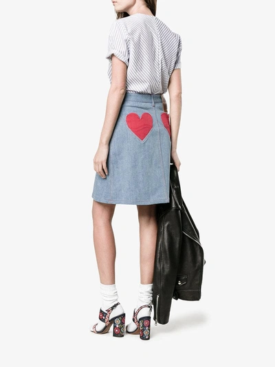 Shop House Of Holland X Lee Heart Applique Denim Skirt