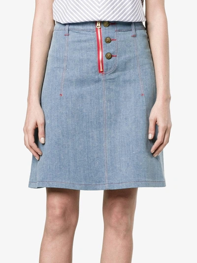 Shop House Of Holland X Lee Heart Applique Denim Skirt