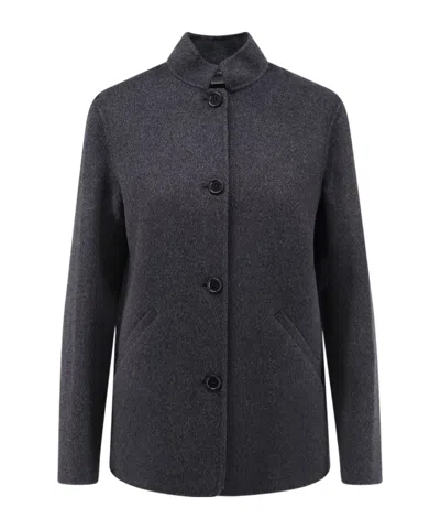 Aspesi Single-breasted Wool Casual Jacket In Black