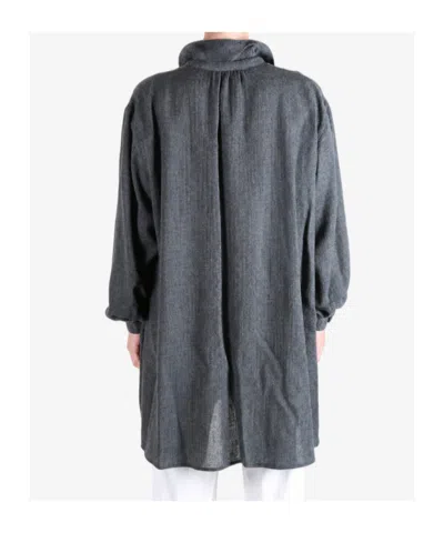Y's Drawstring-collar Oversized Shirt In Gray