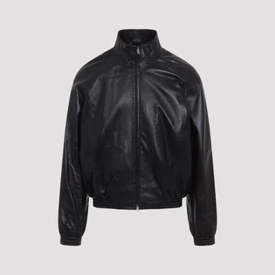 Acne Studios Lethestanether Lamb Leather Bomber Jacket In Black