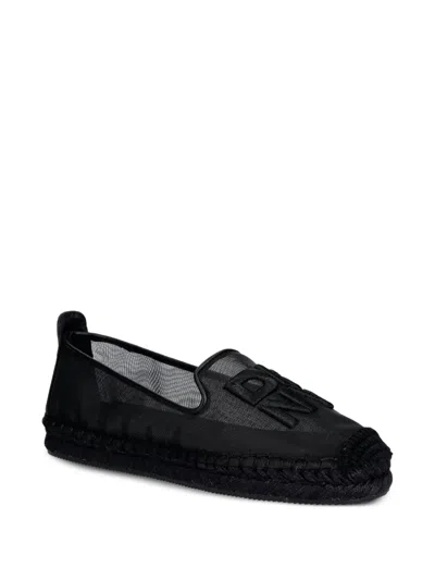 Dkny Logo-patch Mesh Espadrilles In Black