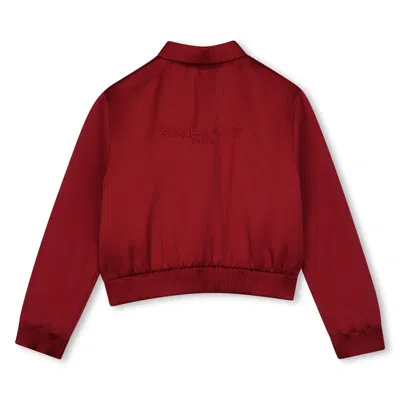 Givenchy Logo-embroidered Zip-up Bomber In Red