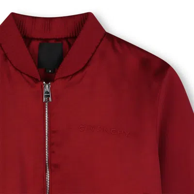 Givenchy Logo-embroidered Zip-up Bomber In Red