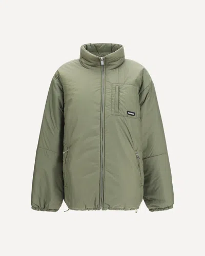 Miu Miu Bicolor Goose Down Shell Jacket In Green