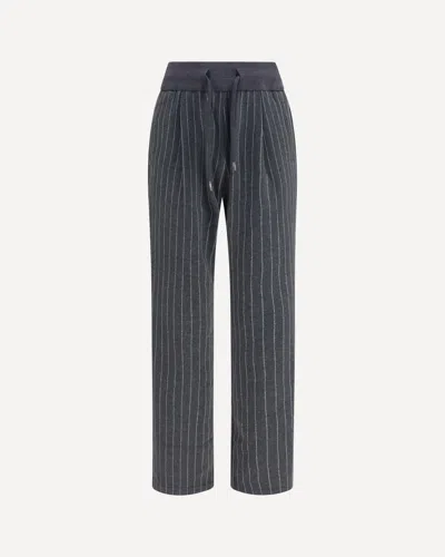 Herno Pinstripe-pattern Drawstring Trousers In Blue