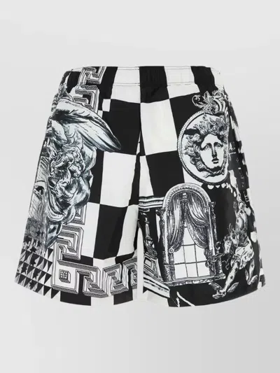 Versace Printed Polyester Swimming Shorts In Multi