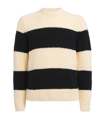 Moncler Striped Wool-blend Sweater In White