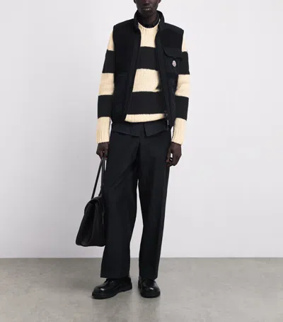 Moncler Striped Wool-blend Sweater In White