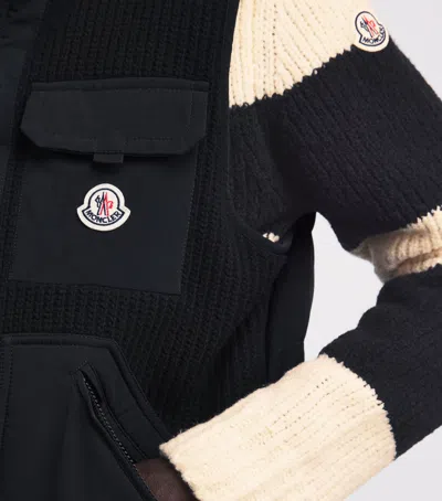 Moncler Striped Wool-blend Sweater In White