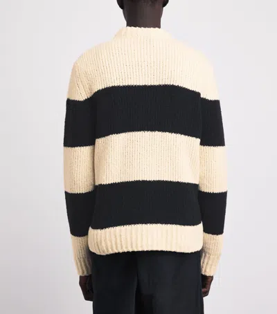 Moncler Striped Wool-blend Sweater In White