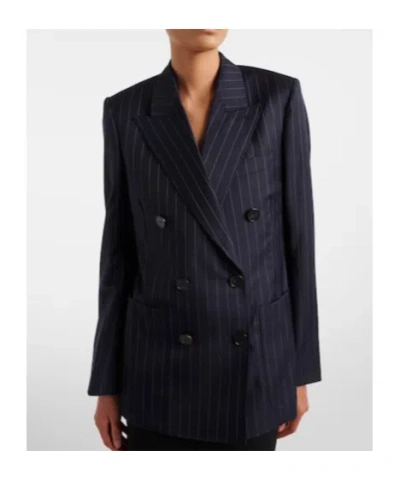 Givenchy Double Breasted Jacket Pinstripe Front Pockets In Blue