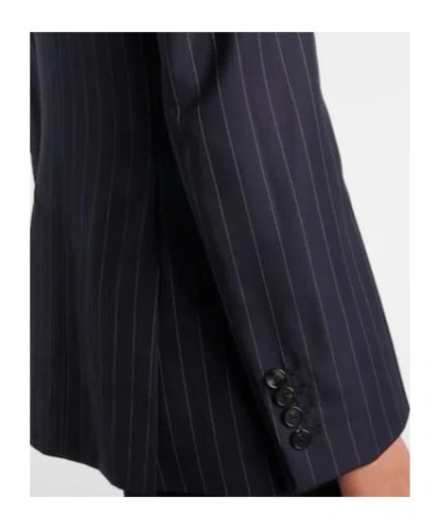 Givenchy Double Breasted Jacket Pinstripe Front Pockets In Blue