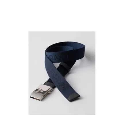 Prada Woven Re-nylon Belt In Black
