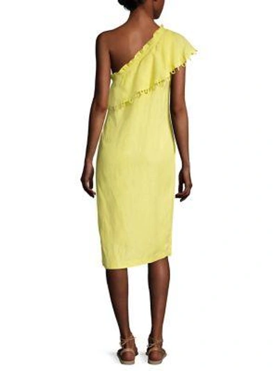 Shop Apiece Apart Raina Ruffled One-shoulder Dress In Lemon