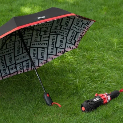 Hunter Double Sided Compact Umbrella In Black