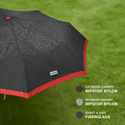 Hunter Double Sided Compact Umbrella In Black