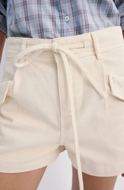 Mango Aria Cotton Drawstring Shorts In Neutral