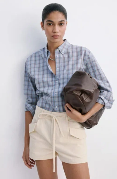 Mango Aria Cotton Drawstring Shorts In Neutral