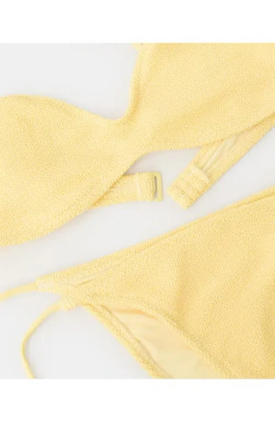 Mango Textured Side Tie Bikini Bottoms In Yellow