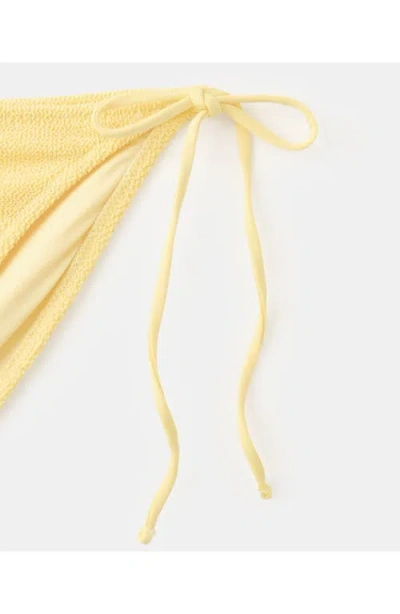 Mango Textured Side Tie Bikini Bottoms In Yellow