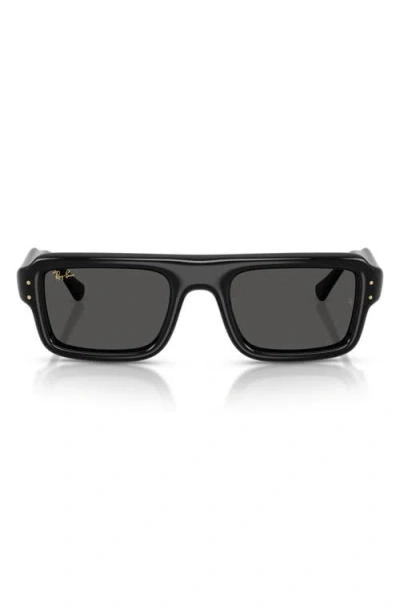 Ray Ban Ray-ban 56mm Polarized Rectangular Sunglasses In Black